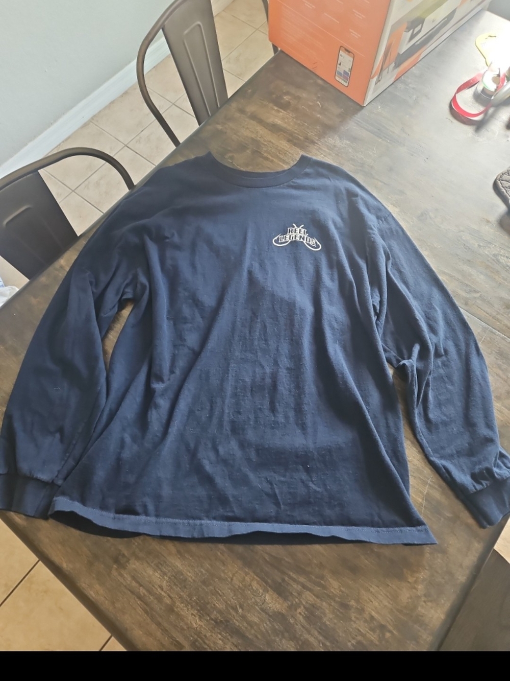 Reel Legends Navy Long Sleeve Crewneck Shirt with Chest Logo